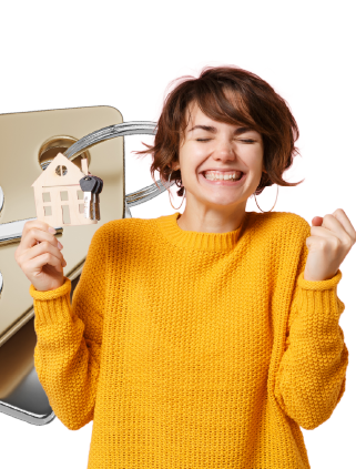 mujer feliz con llaves