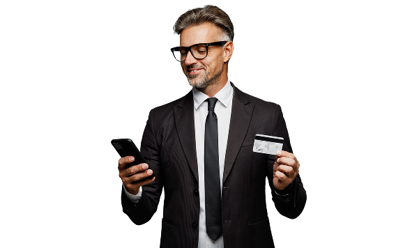 imagen hombre con tarjeta mobile
