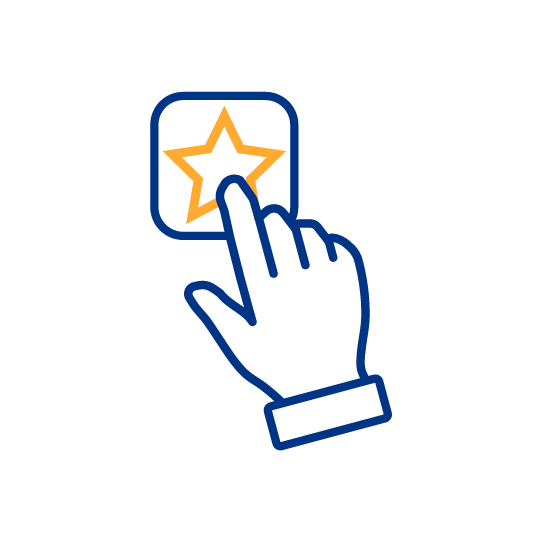 Ícono mano tocando una estrella